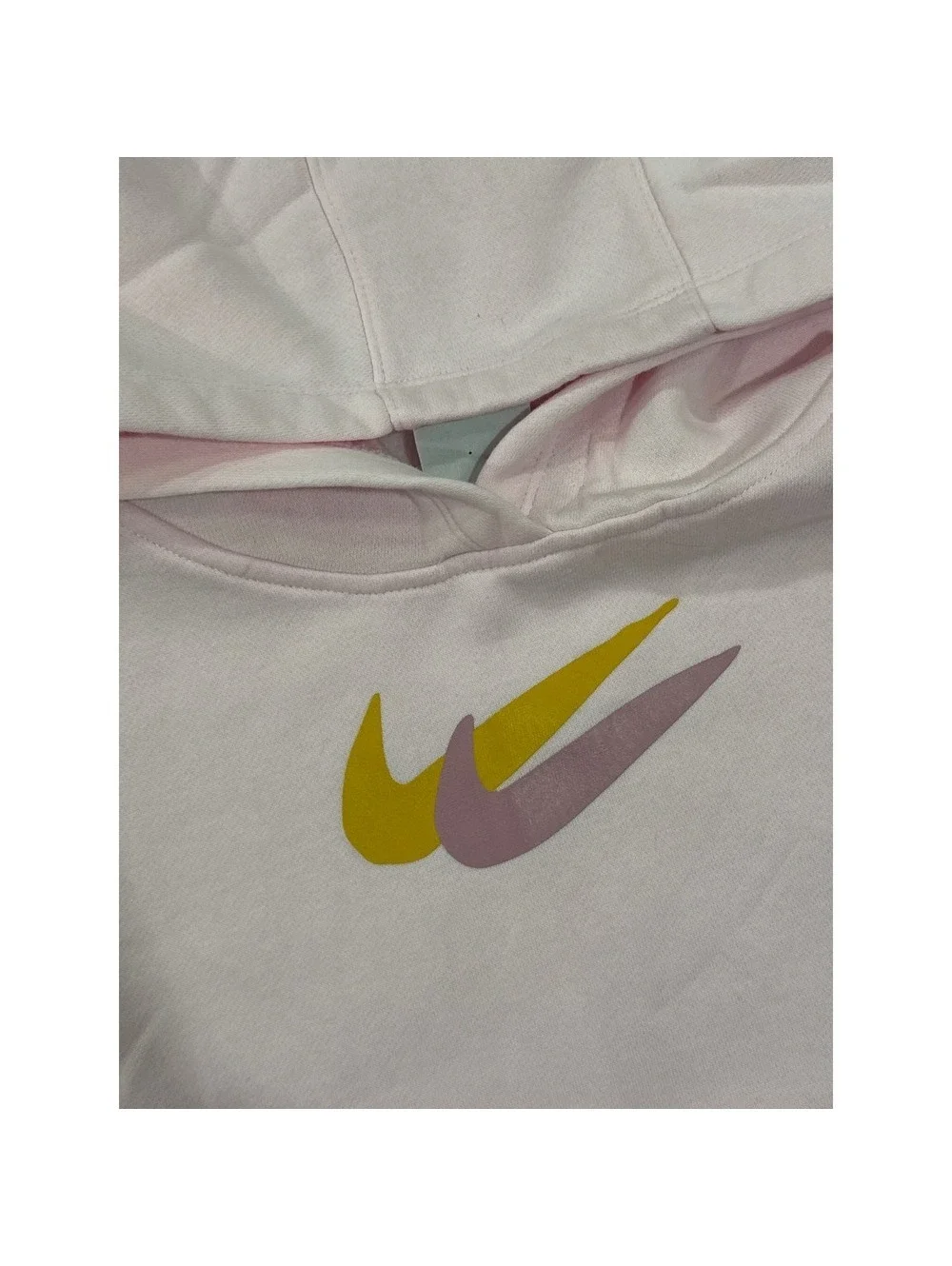 Nike Girls Pink Double Swoosh Fleece Hoodie Sweatshirt XL Kids